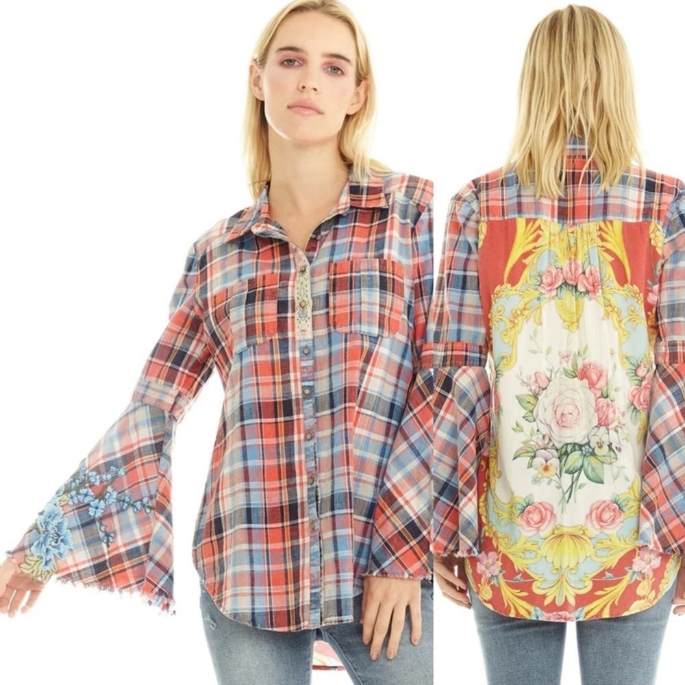 NWT ARATTA Song for the Fourth bell sleeve embroidered shirt M
